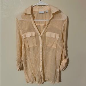 New York & Company Striped Sheer Blouse size medium